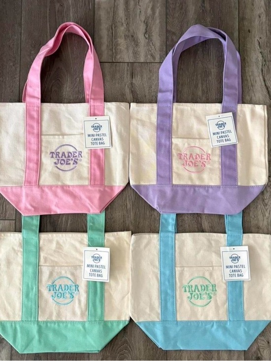 Trader Joe'S Handbags - Mini Pastel Trader Joe’s Canvas Tote Bag - Pink, Lavender, Mint, Aqua